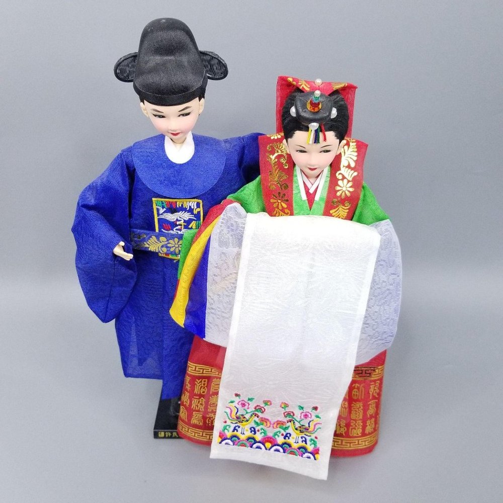 Korean Traditional Handicraft Hanbok Dolls Wedding - Picture 3 of 12